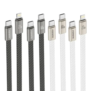 Câble tressé plat ultra-mince X125 1,2 m avec tête en alliage de zinc – Image 1